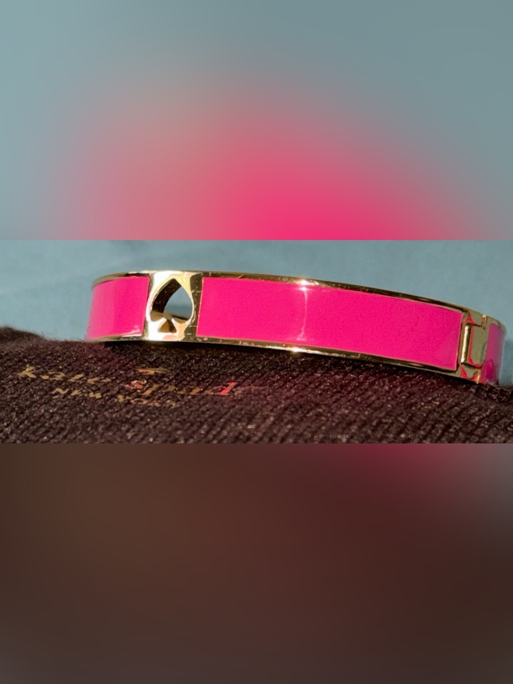 Kate Spade Punch Hole Spade Pink Enamel Hinge Bangle